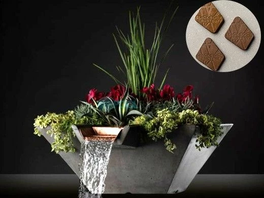 Slick Rock Concrete 29" Square Cascade Water Bowl + Planter | Rust Buff | Copper Scupper | KCC29SSCC-RUSTBUFF 3 Slick Rock Concrete 29" Square Cascade Water Bowl + Planter | Rust Buff | Copper Scupper | KCC29SSCC-RUSTBUFF