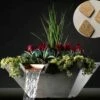 Slick Rock Concrete 34" Square Cascade Water Bowl + Planter | Umber | Copper Scupper | KCC34SSCC-UMBER