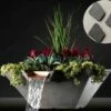 Slick Rock Concrete 34" Square Cascade Water Bowl + Planter | Gray | Stainless Steel Scupper | KCC34SSCSS-GRAY