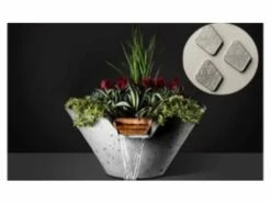 Slick Rock Concrete 34" Conical Cascade Water Bowl + Planter | Shale | Stainless Steel Scupper | KCC34CSCSS-SHALE
