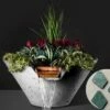 Slick Rock Concrete 34" Conical Cascade Water Bowl + Planter | Seafoam | Copper Scupper | KCC34CSCC-SEAFOAM