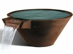 Slick Rock Concrete 29" Conical Cascade Water Bowl | Mahogany | No Liner | KCC29CNL-MAHOGANY