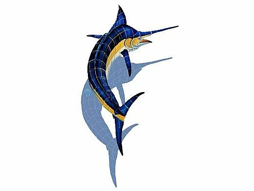Ceramic Mosaic Marlin With Shadow 75 In X 43 In | M63/SH 3 Ceramic Mosaic Marlin With Shadow 75 In X 43 In | M63/SH