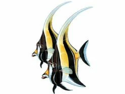 Porcelain Mosaic Reef Fish | Moorish Idol Double | 12" X 9" | PORC-MF7D-12