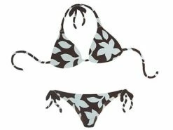 Porcelain Mosaic Floral Bikini | Brown And Blue | PORC-FB34B