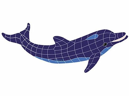 Artistry In Mosaics Dolphin Classic No Curve Mosaic | Medium - 19" X 42" | DOLBLUNM 3 Artistry In Mosaics Dolphin Classic No Curve Mosaic | Medium - 19" X 42" | DOLBLUNM