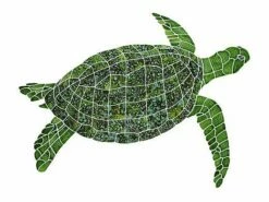 Ceramic Mosaic Sea Turtle Green | Large 27" X 35" Right Facing | STUGRERL