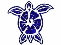 Artistry In Mosaics Hibiscus Turtle Mosaic | 24" X 24" | THIBLUOL