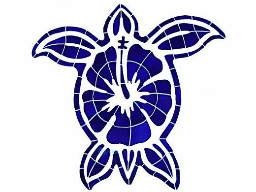 Artistry In Mosaics Hibiscus Turtle Mosaic | 24" X 24" | THIBLUOL 3 Artistry In Mosaics Hibiscus Turtle Mosaic | 24" X 24" | THIBLUOL