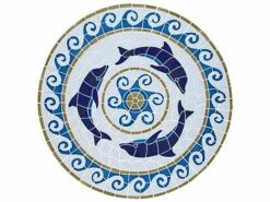 Artistry In Mosaics Dolphin Medallion Mosaic | 36" X 36" | MDOMCOOL