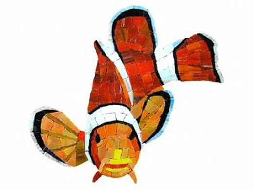 Artistry In Mosaics Clown Fish Glass Mosaic | 9" X 18" | G-CFS 3 Artistry In Mosaics Clown Fish Glass Mosaic | 9" X 18" | G-CFS