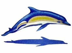 Artistry In Mosaics Dolphin A With Shadow Glass Mosaic | 35" X 60" | G-DASHL