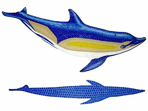 Artistry In Mosaics Dolphin B With Shadow Glass Mosaic | 38" X 57" | G-DBSHL 3 Artistry In Mosaics Dolphin B With Shadow Glass Mosaic | 38" X 57" | G-DBSHL
