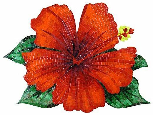 Artistry In Mosaics Hibiscus Glass Mosaic | 27" X 35" | G-HFM 3 Artistry In Mosaics Hibiscus Glass Mosaic | 27" X 35" | G-HFM